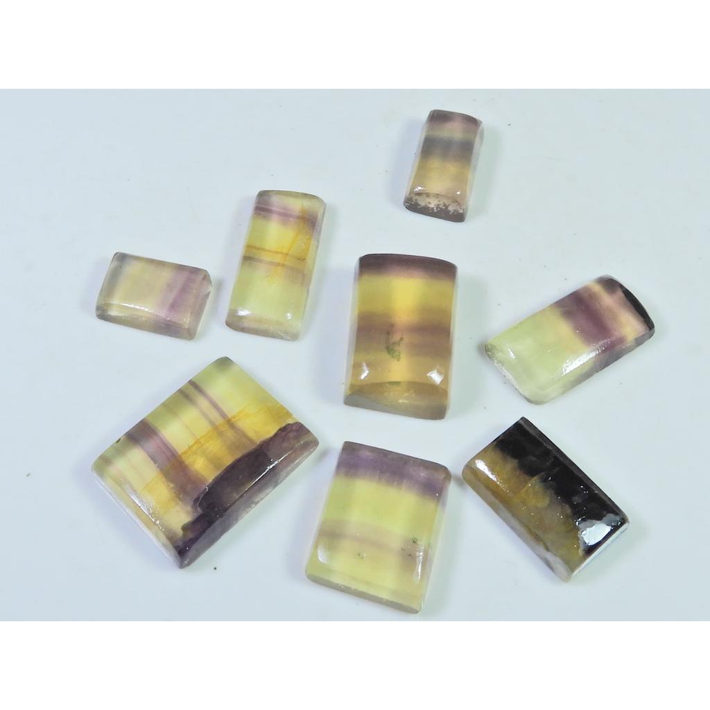 143Cts. Natural Rainbow Fluorite Octagon Cabochon Loose Gemstone 08 Pcs Lot C-919