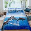 Dolphin Duvet Cover Set 3D Fish In Blue Sea Cute Animals Queen King Twin Full Size Bedding Set For Kids Boy Girl Comforter Cover