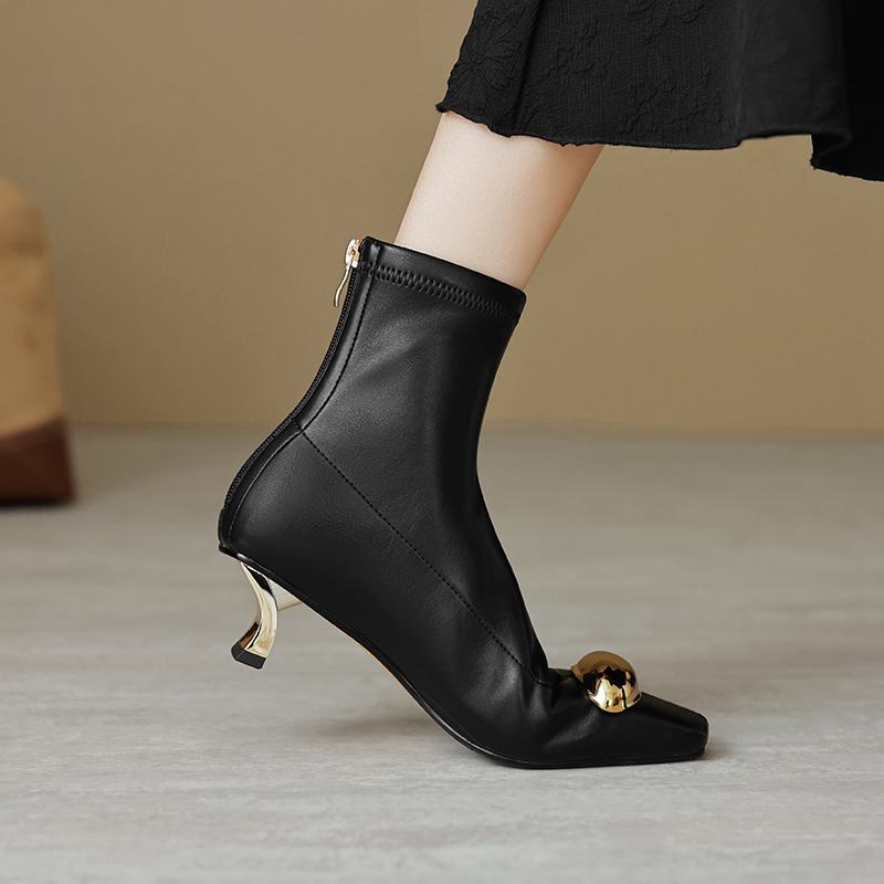 Krazing Pot Microfiber Square Toe Winter Strange Style Med Heels ... 34 чёрный