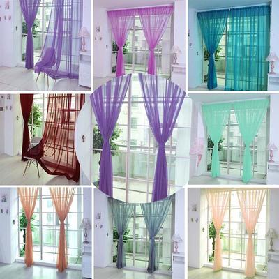 1 PCS  Color Tulle Door Window Curtain Drape Panel Sheer Scarf Valances