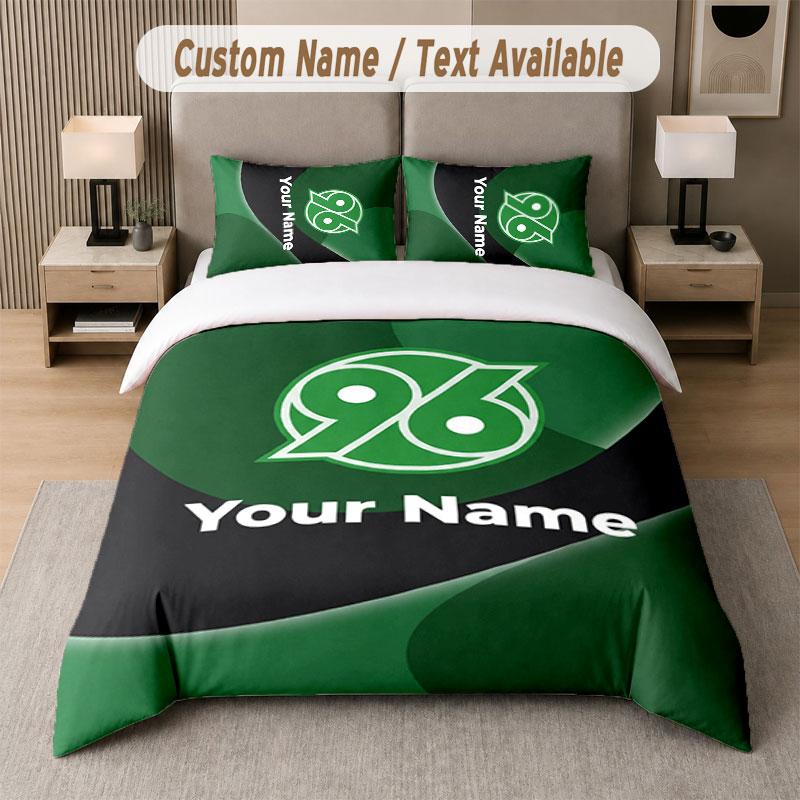 Set Biancheria da Letto Personalizzato Hannover 96, Stampa Nome Testo 1 Copripiumino più 2 Federe Tessile per la Casa
