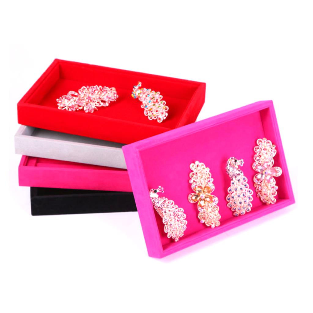 2 Pieces Velvet Necklace Bracelet Earring Anklet Jewelry Display Tray Case