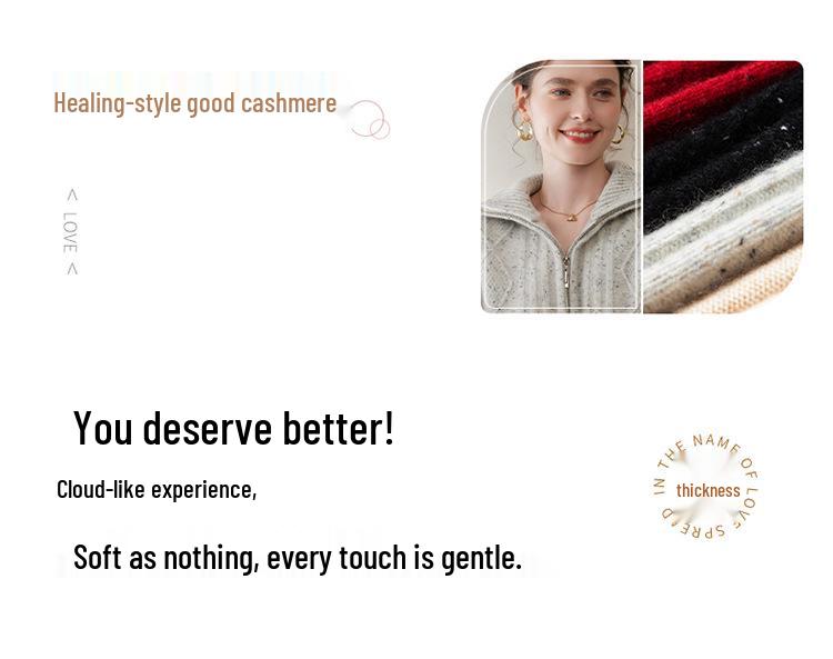 2025 Autumn/Winter Women's Diamond Pattern Cashmere Cardigan - Gentle Style Short Zipper Jacket