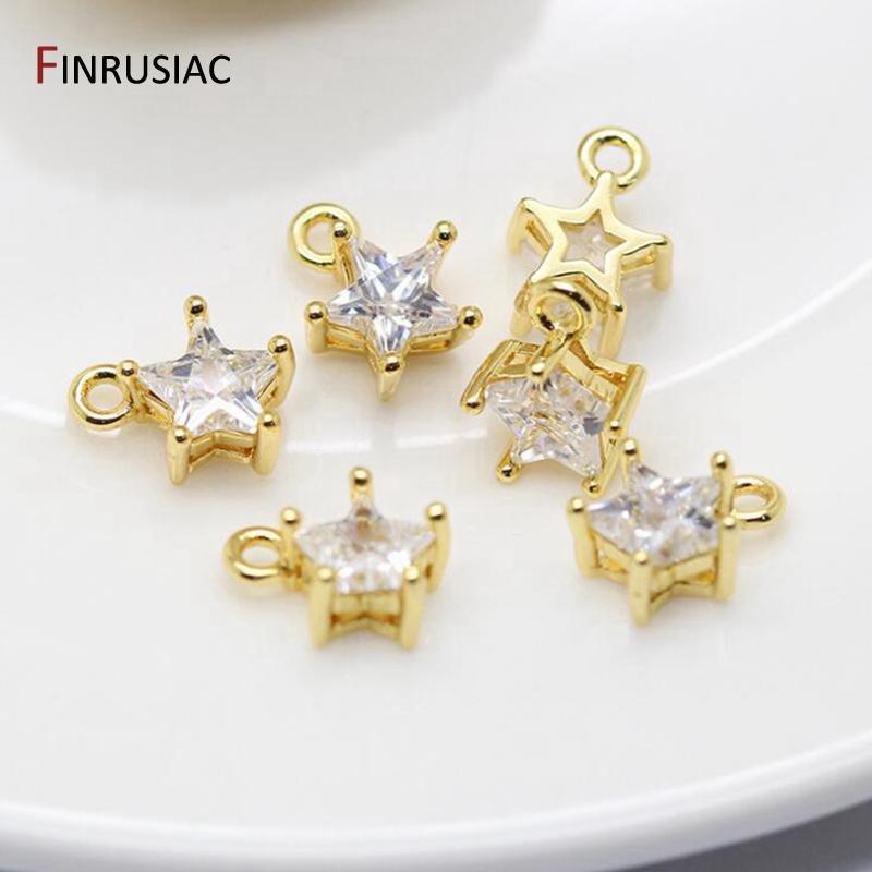 14K Goldplattiertes Messing Metall Sternform Kristall Anhänger für DIY Schmuck Halskette Ohrring Herstellung Zubehör