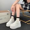 Soft leather platform white shoes women's 2025 spring new models show small feet and increase height board shoes super fire versatile sports and