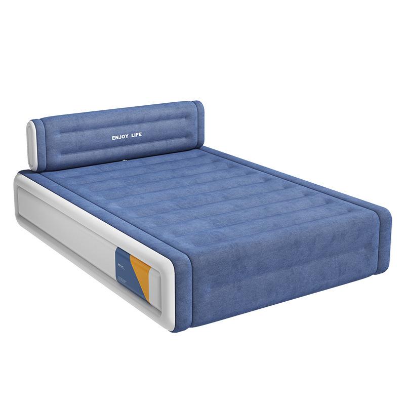 Double High Inflatable Mattress - Indoor/Outdoor Foldable Bed with Flocking Finish