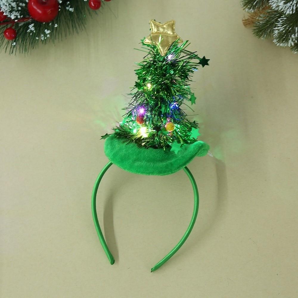 Star Xmas Hair Hoop Plush Texture Holiday Headwear Christmas Tree Headband Family Gathering