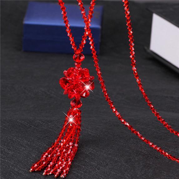 Collana Lunga Con Nappa E Ciondolo In Cristallo E Strass – Gioiello Elegante Per Donne E Ragazze – Regalo Per Compleanno, Matrimonio, Festa