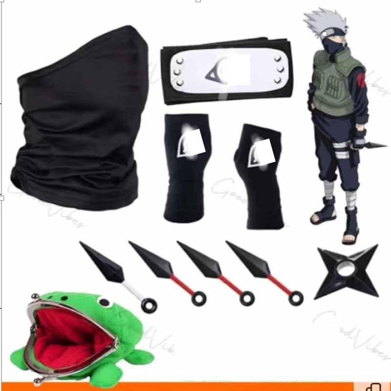 Ninja Anime Peripheral Weapons Gloves Headband Combination Ninja Kakashi Mask Combination