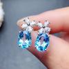 Sweet And Luxurious  Jewelry, European And American Sparkling Personality, Bride'S Wedding, Blue Zircon Earrings
