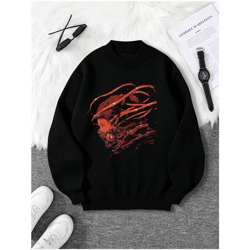 Men's Fashionable Trendy Crewneck Sweatshirt With Humorous Print, Suitable For Spring Autumn Winter.