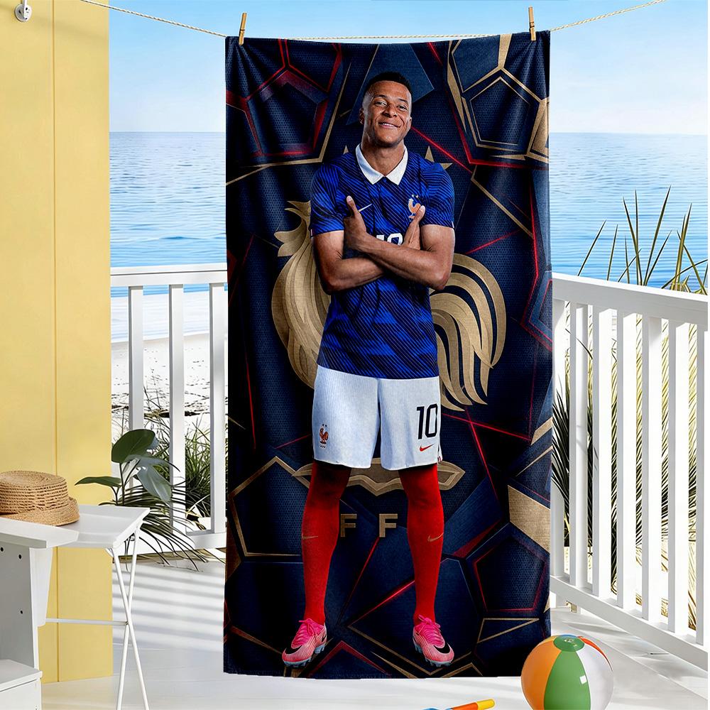 Mbappe Beach Towel High Absorbency & Quick-Dry Comfortable Lightweight Suitable for Sports, Travel, Swimming, Yoga, Bathroom, Beach, And Pool