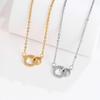 Elegant Double Ring Zircon Pendant Necklace - Versatile, Fashionable Clavicle Chain and Unique Gift