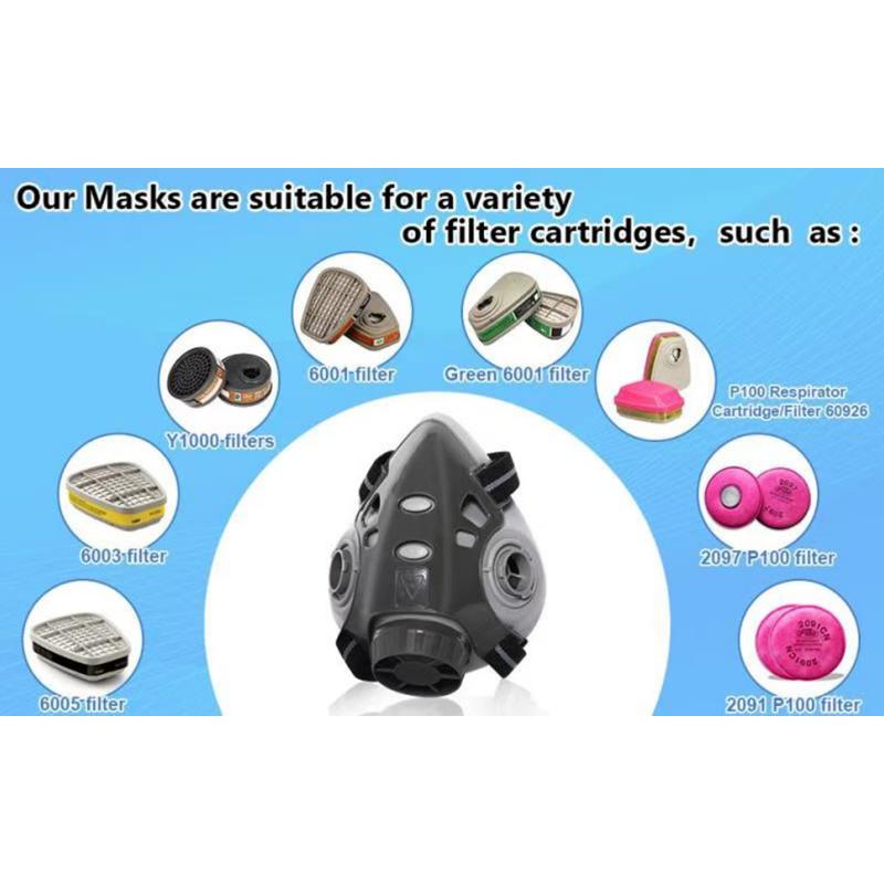 Reusable Face Cover with Filters Set,Carbon Respirator for Painting Against Gas/Dust/Organic Vapors/Smells/Fumes/Sawdust/Asbestos