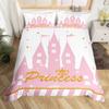 Princess Cartoon Castle Bedding Set Dreamy Fairy Tale Pink Comforter Cover Set Kids Girls Bedroom Decor Duvet Cover Microfiber