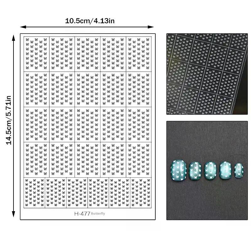 1 Sheet Nail Art Hollow Out Sticker Star Butterfly Love Adhesive Template Stamp Stickers Nail Art Decoration Charm Nail Decals