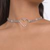 Women European Minimalist Light Luxury Design Clavicle Choker Full Rhinestone Heart Sweet Personality Necklace For Women