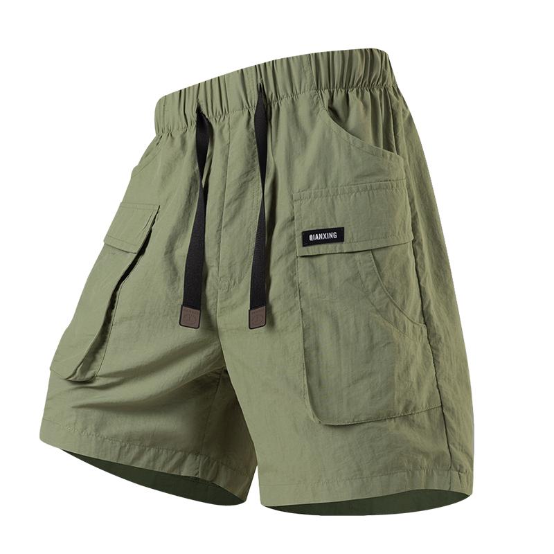 

Outdoor ice silk breathable, light and quick-drying sports shorts for men with loose fit 2XL армия зеленый