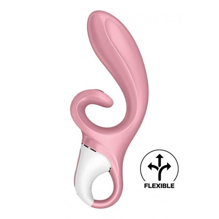 Vibromasseur rabbit - satisfyer - hug me - silicone 100% - flexible - rose