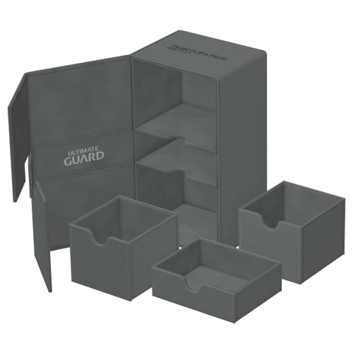 Ultimate Guard Twin Flip 'n' Tray Deck Case, 200+ Xeno Skin, Monochrome Gray