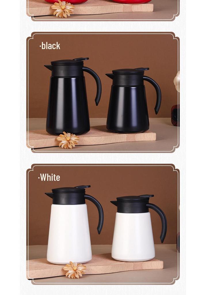 New Simple 304 Stainless Steel Coffee Thermos Flask with Portable Handle, Large Capacity, and Duckbill Spout