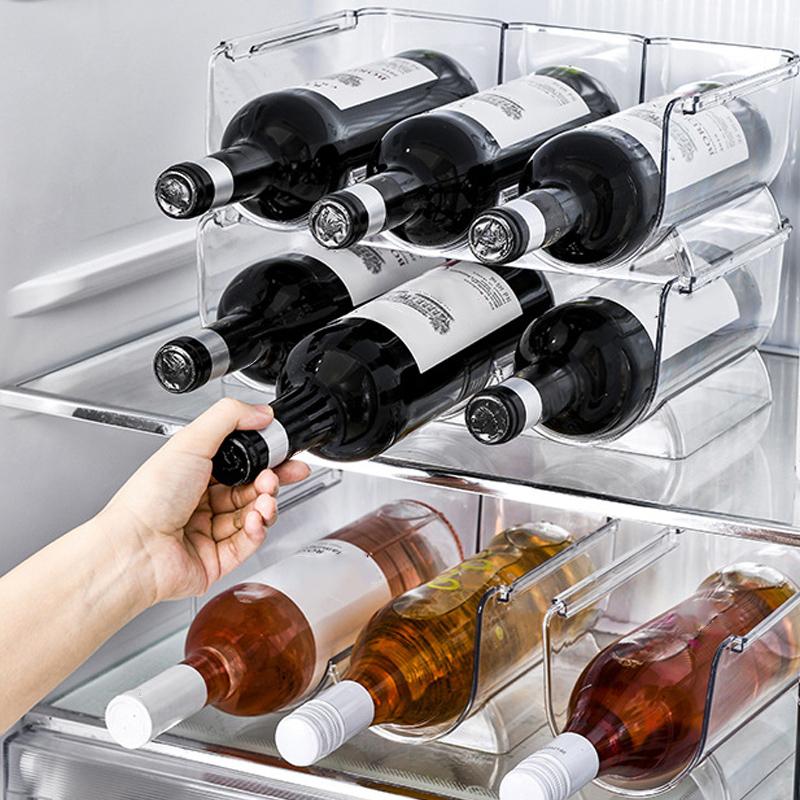 

Stackable Clear Plastic Wine Bottle Rack Organizer Holds 3 Bottles Per Layer Perfect for Home Display Kitchen Pantry Refrigerato S