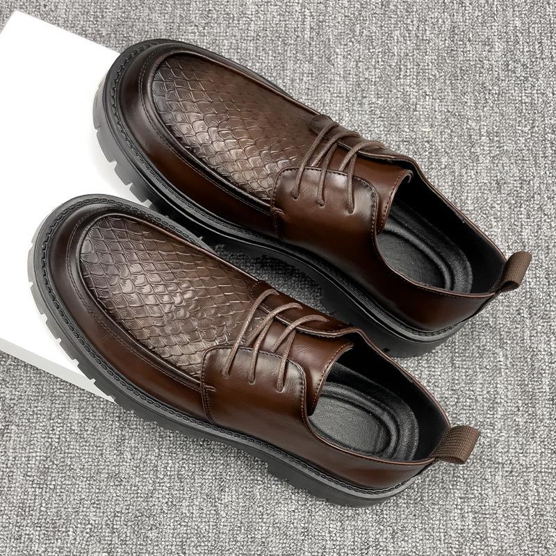Leather shoes men's new large size men's shoes 4 versatile retro heightening casual shoes