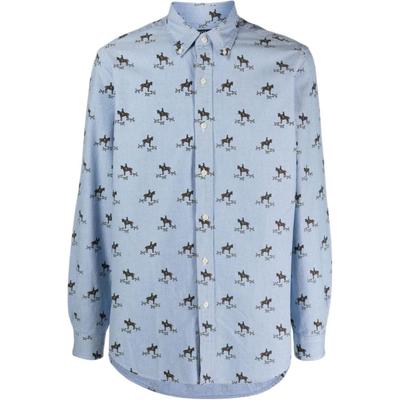 Polo FW22 Musterbedrucktes Hemd Herrenhemden Blau 710876982001-001
