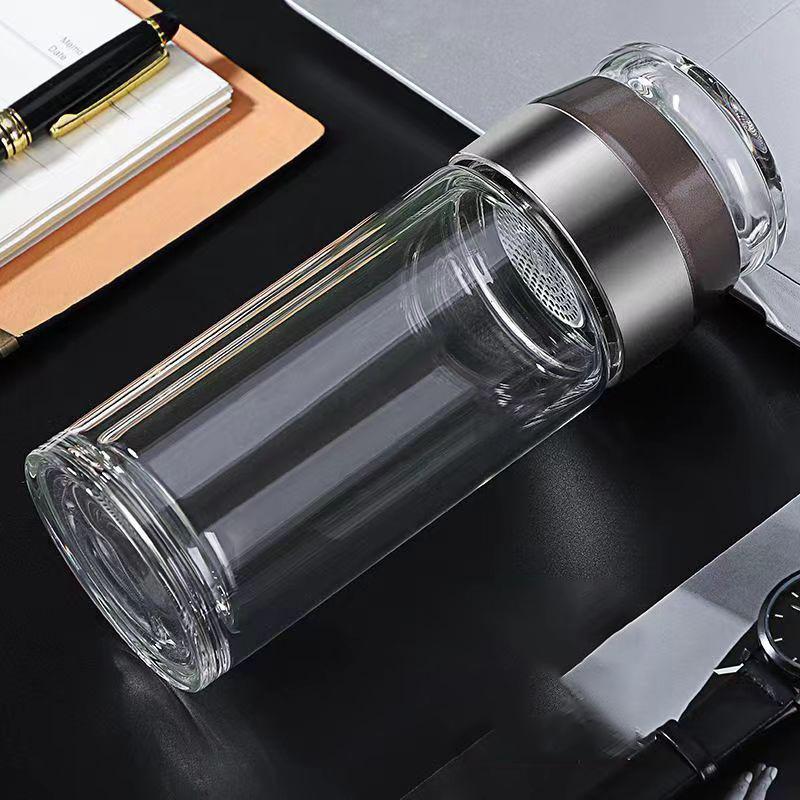 High Borosilicate Glass Tea Water Bottle Double Layer Infuser Tumbler with Tea Filter Drinkware Tea Cup for Brewing Storing Tea