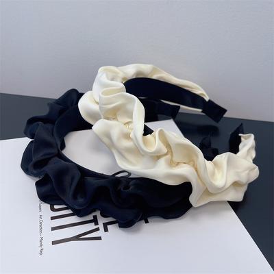 Fashion Women's And Girls Soft Ruffled Satin Cloth Headband Ladies Hair Accessory Ins Female Daily Casual Hair Hoops