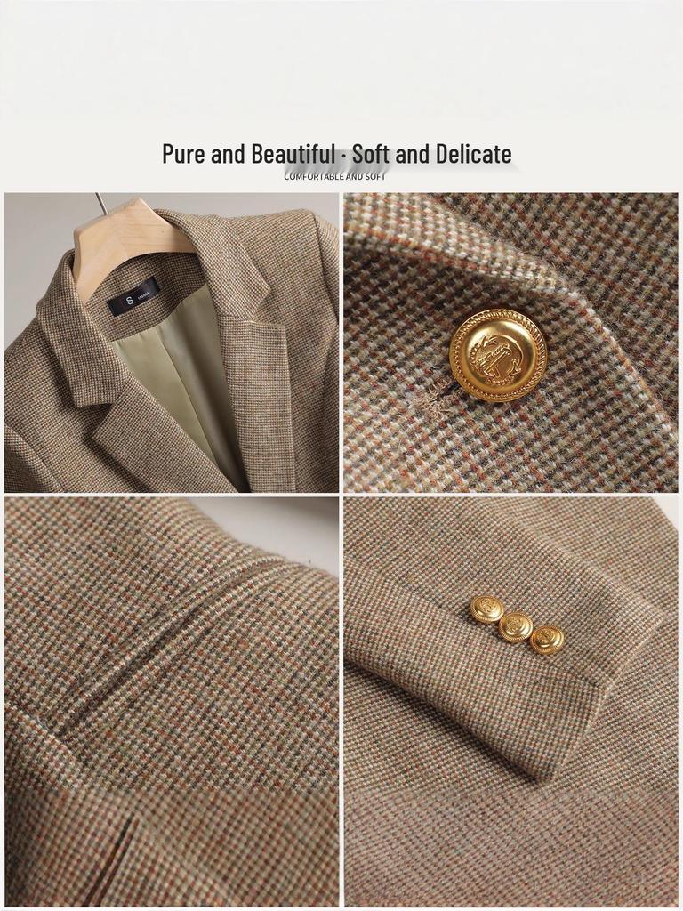 Chaqueta de Traje de Lana de Alta Gama para Mujer - Casual Invierno 2025, Estilo Diosa para Oficina y Desplazamientos