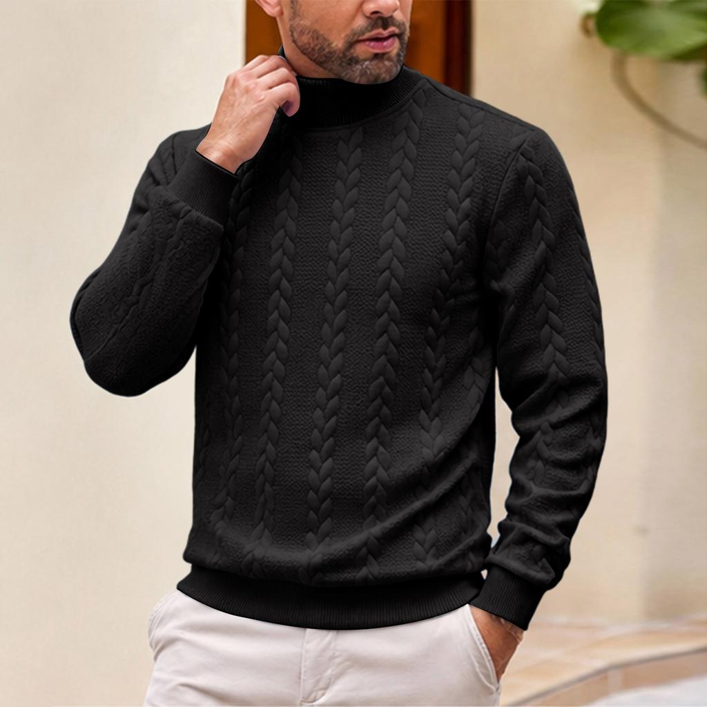 Men's Fall Winter Turtleneck Sweater Color Knit Pullover for Everyday Wear