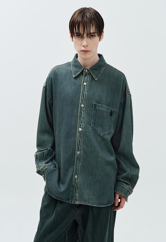 ZIOSONGZIO Semblance Tencel Denim Shirt Green Zh5Sh801Gr