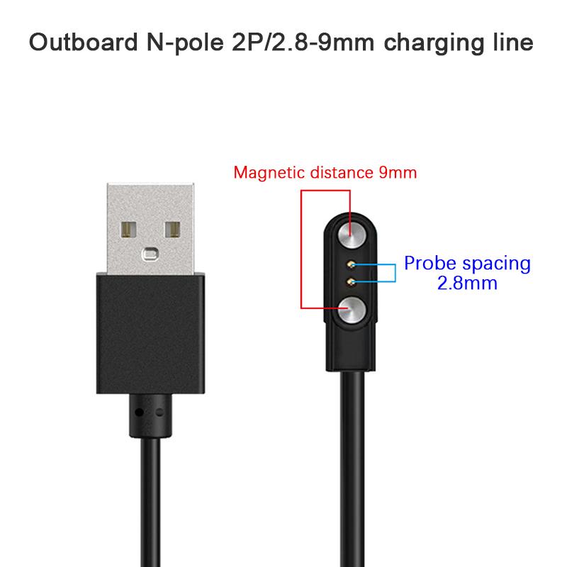 Cabo de Carregamento Magnético Forte de 2 Pinos Linha de Carregamento Usb Corda Corda Cor Preto Branco Compatível Com Smartwatches Universal