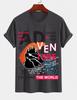 Unisexs Pure Cotton Solid Color Tshirt With Adventure World Exploration Print Crew Neck Short Sleeve Outdoor Street Casual Top