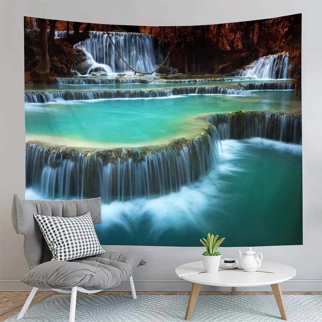 Tropical Forest Waterfall Tapestry Office Living Room Decoration Home Wall Tapestry