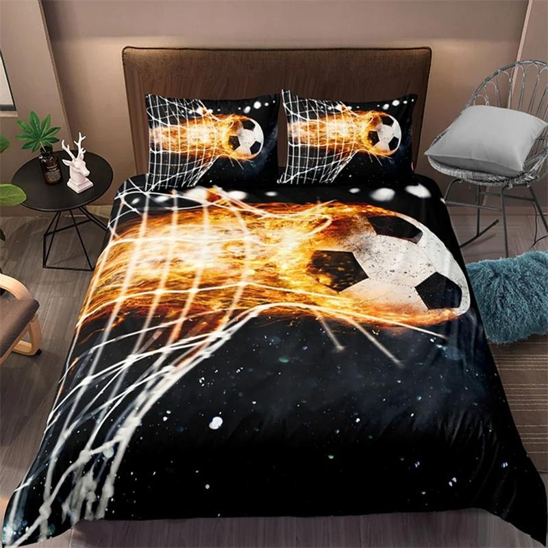 

Stylish SkinFriendly 3D Printed Football Bed Size Boys Girls Adults King Queen Twin Comforter Quilt Comforter (quilt)-EU Single(135*200cm)3pcs