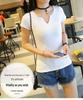 2023 Women's Korean Style Slim Fit Solid Color Short Sleeve T-shirt