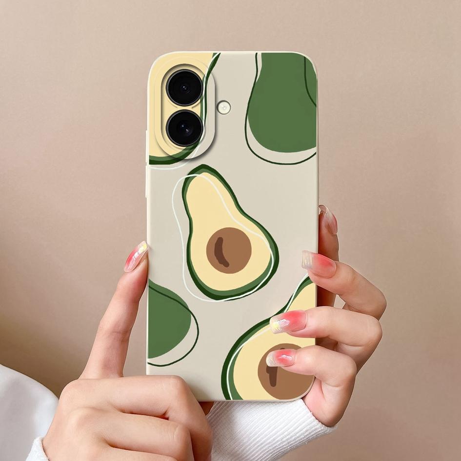 Husă Pentru Apple iPhone 16 Plus 16pro 16promax Avocado Drăguț Flori Frumoase Silicon Lichid Moale Subțire Pictat Anti Cădere Anti Alunecare Carcasă Pentru iPhone Capa