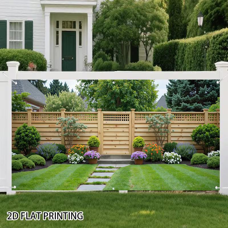 2D Natural Cedar Lattice Wood Fence Mixed Color Flower Potted Garden Yard Backdrop