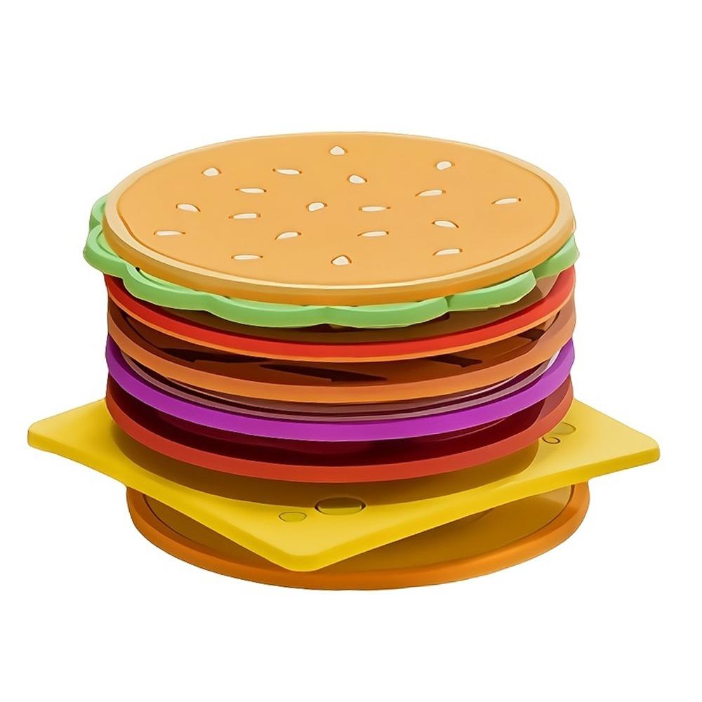 8Pcs/Set Cute Burger Shape Coaster Non-slip Creative Cup Pad PVC Insulation Mat  Afternoon Tea Mug