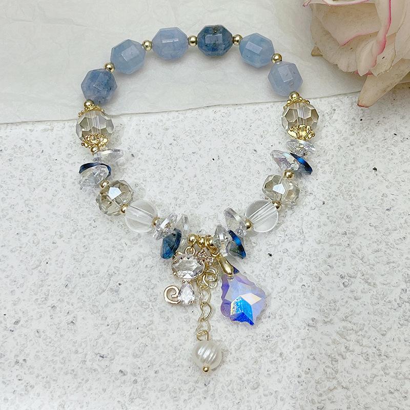 Women Diamond Crystal Candy Color Lucky Cat Pendant Bracelet