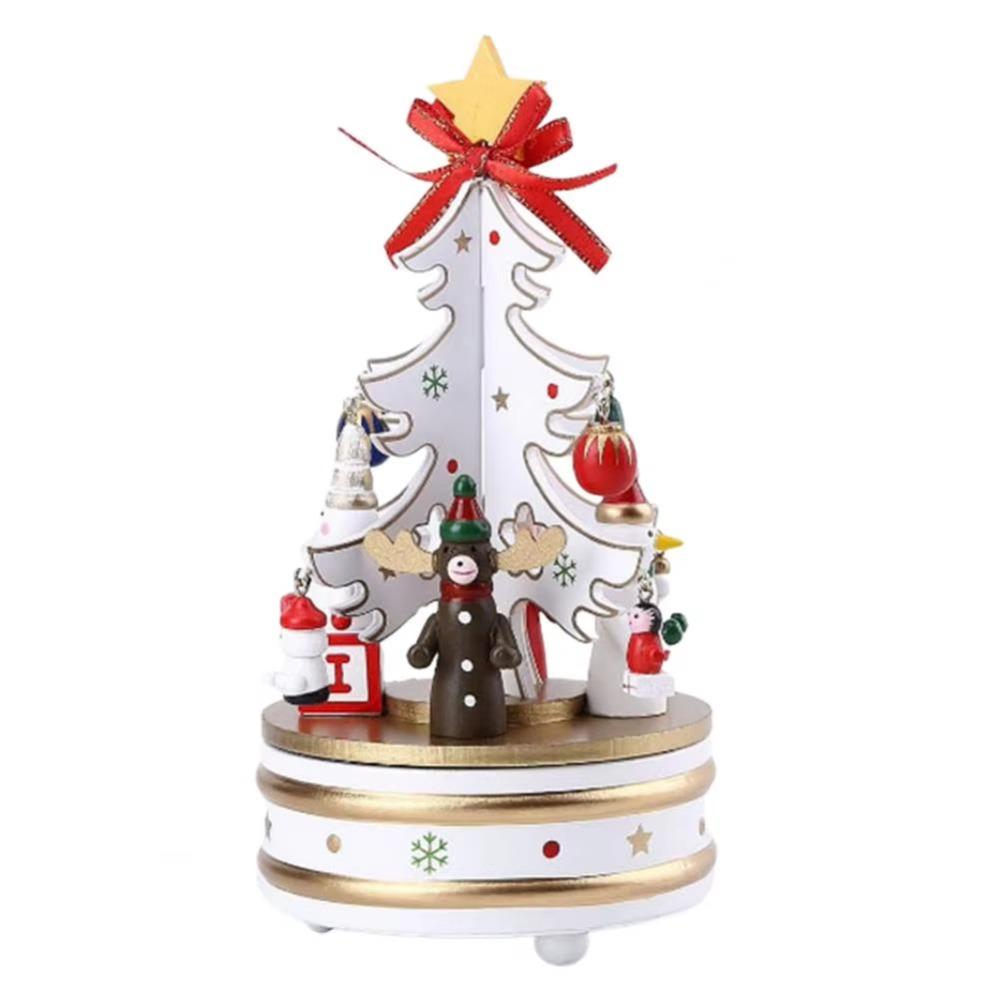 Christmas Carousel Rotating Wooden Music Box Wooden Children Gifts Musicbox  Festive Holiday Decor
