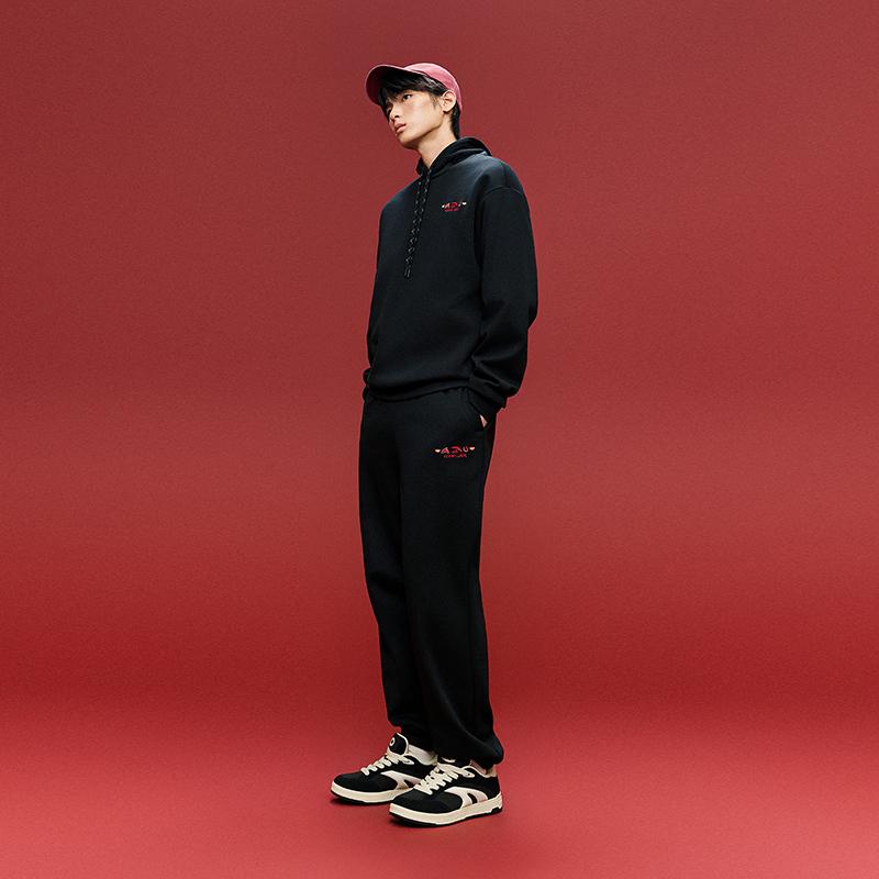 Anta Lifestyle Series Long Pants 2026 Spring Mens Knitted Sports Pants Men Bottoms Basic-Black 952618302-2