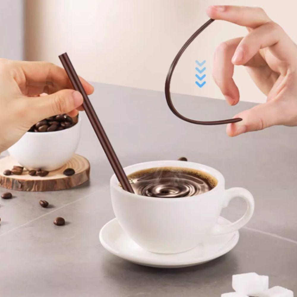 Double-Hole Coffee Straw Brown Drinking Straw Bar Accessory Coffee Stirring Stick Office