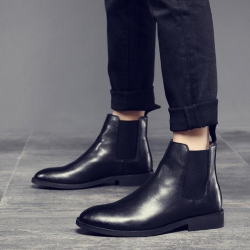 Fashion Men's Chelsea Boots British Style Ankle Boots Suede Genuine Leather Boot New High-top Boots for Men Classic Business Dress Botas