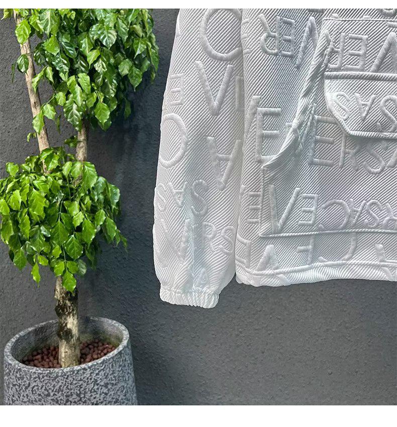 Trendy Casual Jacquard Sweatshirt with Letter Embroidery - Loose Fit, Round Neck, Long Sleeves