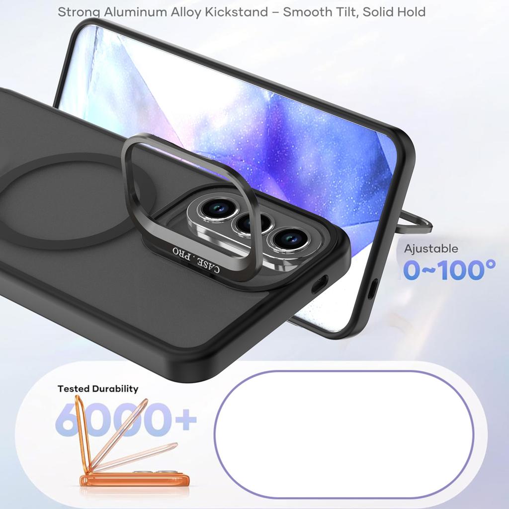 For Samsung Galaxy A15 5G / A15 4G Magnetic Case Foldable Kickstand Matte PC + TPU Phone Cover