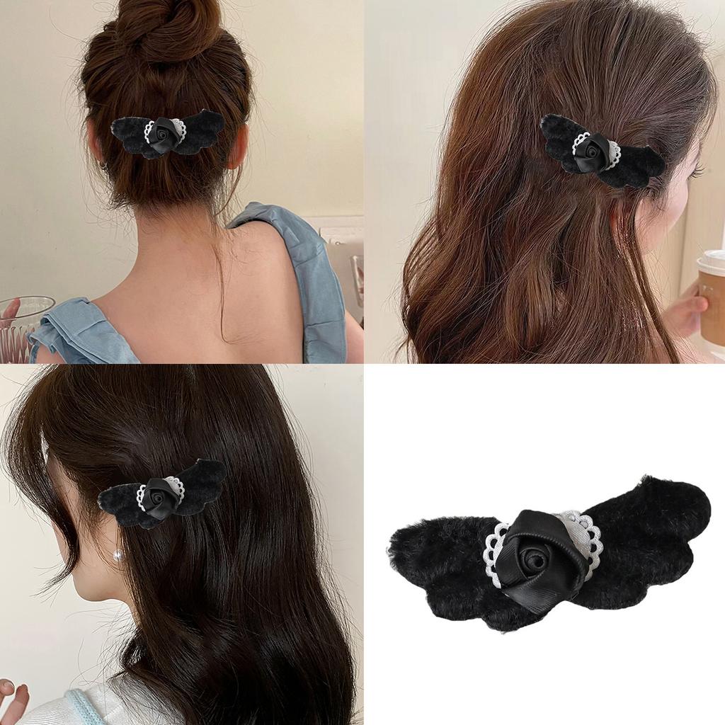Plush Heart Angel Wings Hair Clip Festival Hair Accessory Romantic Rose Hairpin Hair Decoration for Fashionable Women
