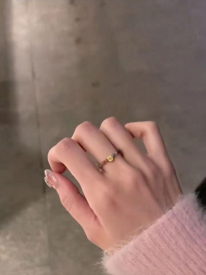 Mini Colorful Beaded Ring with Rainbow Tourmaline for Women